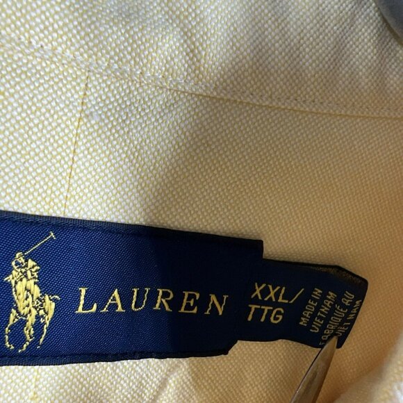 Ralph Lauren Mens Shirt XXL Solid Yellow Multi Pony Cotton Button Up Long Sleeve - Picture 8 of 8